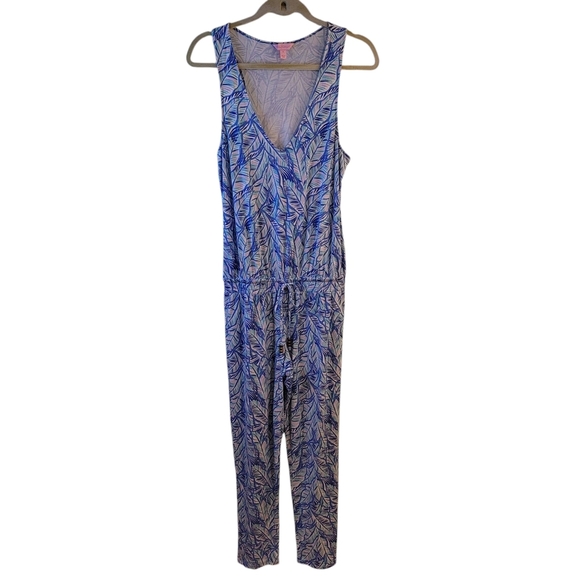 Lilly Pulitzer Paulina Blue Bennett Let's Mango jumpsuit- S.            J90 - Picture 2 of 11